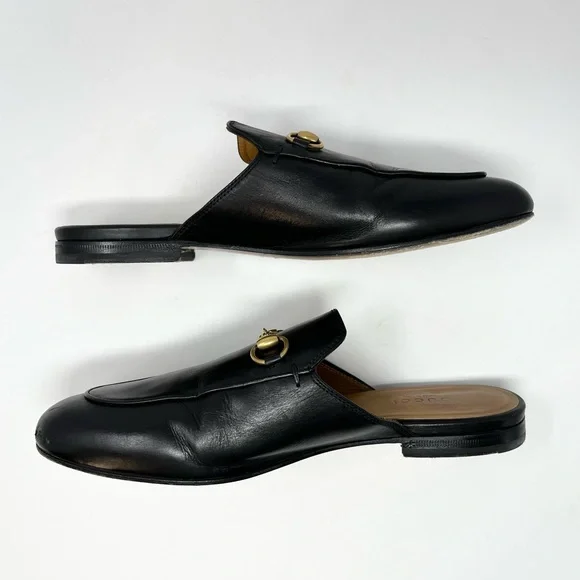 Gucci Black Leather Horsebit Backless Mules with Gold Hardware - Picture 4 of 11